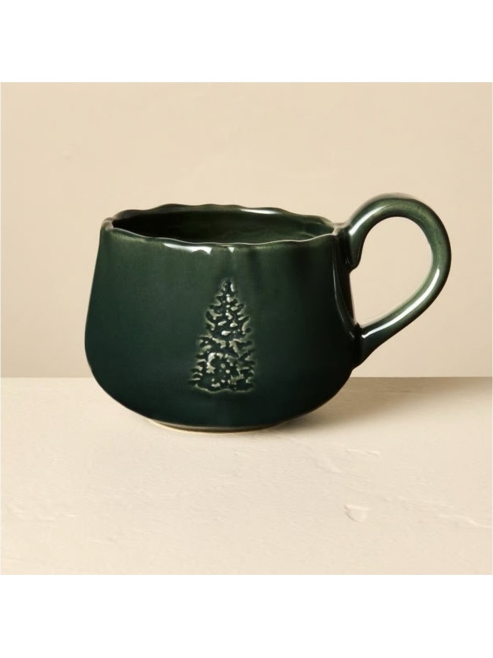 13.5oz Christmas Tree Stoneware Holiday Mug Green - Hearth & Hand Magnolia NEW